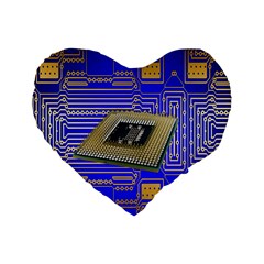 Processor Cpu Board Circuits Standard 16  Premium Heart Shape Cushions by Nexatart