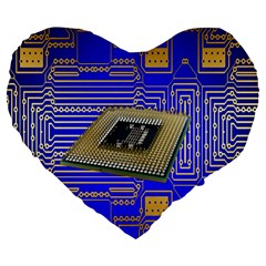 Processor Cpu Board Circuits Large 19  Premium Heart Shape Cushions by Nexatart