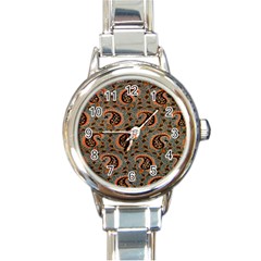 Persian Silk Brocade Round Italian Charm Watch