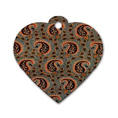 Persian Silk Brocade Dog Tag Heart (two Sides) by Nexatart