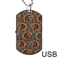 Persian Silk Brocade Dog Tag Usb Flash (one Side) by Nexatart