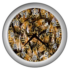 Honey Bee Water Buckfast Wall Clocks (silver)  by Nexatart