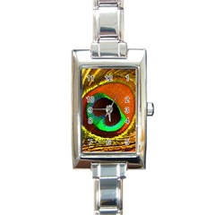 Peacock Feather Eye Rectangle Italian Charm Watch