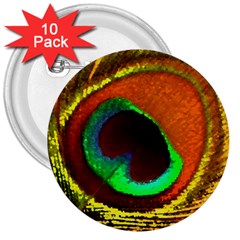 Peacock Feather Eye 3  Buttons (10 pack) 