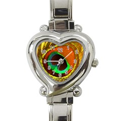 Peacock Feather Eye Heart Italian Charm Watch