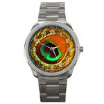 Peacock Feather Eye Sport Metal Watch Front