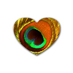 Peacock Feather Eye Rubber Coaster (Heart) 