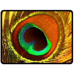 Peacock Feather Eye Fleece Blanket (Large) 