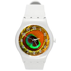 Peacock Feather Eye Round Plastic Sport Watch (M)