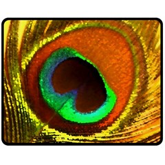 Peacock Feather Eye Double Sided Fleece Blanket (medium)  by Nexatart