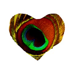 Peacock Feather Eye Standard 16  Premium Flano Heart Shape Cushions