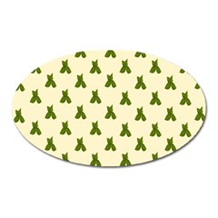 Leaf Pattern Green Wallpaper Tea Oval Magnet by Nexatart