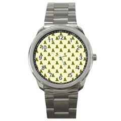 Leaf Pattern Green Wallpaper Tea Sport Metal Watch by Nexatart