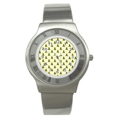 Leaf Pattern Green Wallpaper Tea Stainless Steel Watch by Nexatart