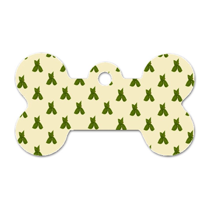 Leaf Pattern Green Wallpaper Tea Dog Tag Bone (One Side)