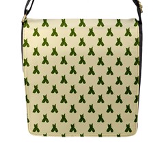 Leaf Pattern Green Wallpaper Tea Flap Messenger Bag (l)  by Nexatart