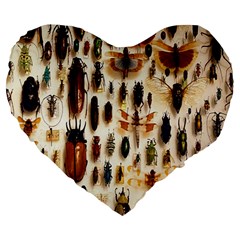 Insect Collection Large 19  Premium Heart Shape Cushions by Nexatart