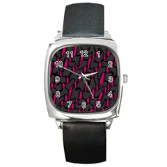 Weave And Knit Pattern Seamless Background Square Metal Watch by Nexatart