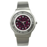 Weave And Knit Pattern Seamless Background Stainless Steel Watch Front