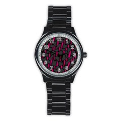 Weave And Knit Pattern Seamless Background Stainless Steel Round Watch by Nexatart