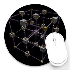 Grid Construction Structure Metal Round Mousepads by Nexatart