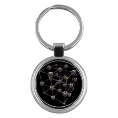 Grid Construction Structure Metal Key Chains (round)  by Nexatart