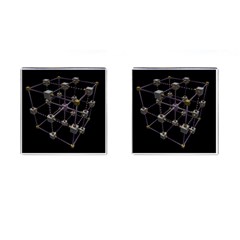 Grid Construction Structure Metal Cufflinks (square) by Nexatart