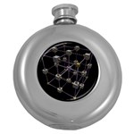 Grid Construction Structure Metal Round Hip Flask (5 oz) Front