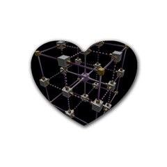 Grid Construction Structure Metal Heart Coaster (4 Pack)  by Nexatart