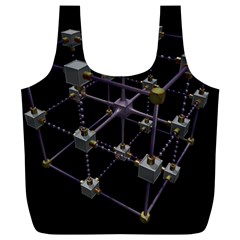 Grid Construction Structure Metal Full Print Recycle Bags (l)  by Nexatart