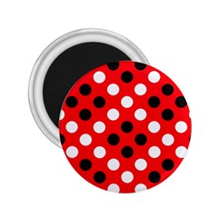 Red & Black Polka Dot Pattern 2 25  Magnets by Nexatart