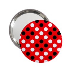 Red & Black Polka Dot Pattern 2 25  Handbag Mirrors by Nexatart