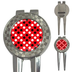 Red & Black Polka Dot Pattern 3-in-1 Golf Divots by Nexatart