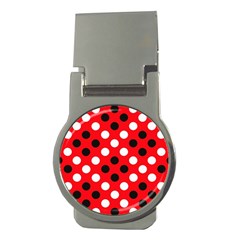 Red & Black Polka Dot Pattern Money Clips (round)  by Nexatart