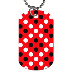 Red & Black Polka Dot Pattern Dog Tag (two Sides) by Nexatart