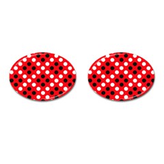 Red & Black Polka Dot Pattern Cufflinks (oval) by Nexatart