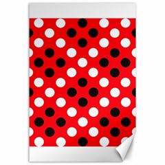 Red & Black Polka Dot Pattern Canvas 24  X 36  by Nexatart