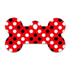 Red & Black Polka Dot Pattern Dog Tag Bone (two Sides) by Nexatart