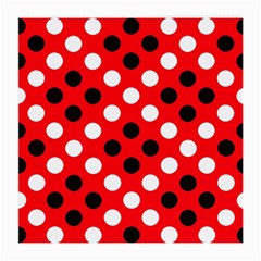 Red & Black Polka Dot Pattern Medium Glasses Cloth by Nexatart