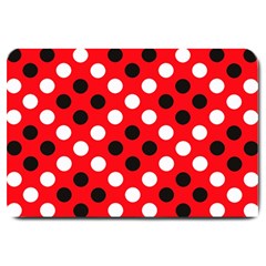 Red & Black Polka Dot Pattern Large Doormat  by Nexatart