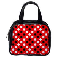 Red & Black Polka Dot Pattern Classic Handbags (one Side) by Nexatart