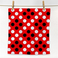 Red & Black Polka Dot Pattern Face Towel by Nexatart