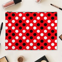 Red & Black Polka Dot Pattern Cosmetic Bag (xl) by Nexatart