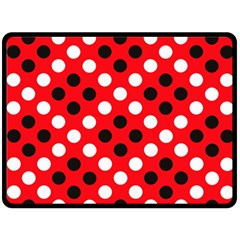 Red & Black Polka Dot Pattern Fleece Blanket (large)  by Nexatart