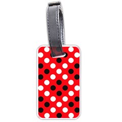 Red & Black Polka Dot Pattern Luggage Tags (one Side)  by Nexatart