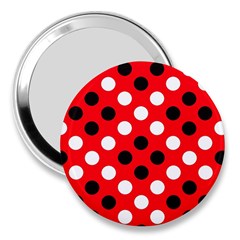 Red & Black Polka Dot Pattern 3  Handbag Mirrors by Nexatart