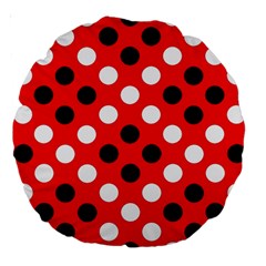 Red & Black Polka Dot Pattern Large 18  Premium Round Cushions by Nexatart