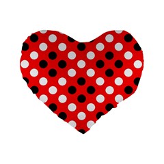 Red & Black Polka Dot Pattern Standard 16  Premium Heart Shape Cushions by Nexatart