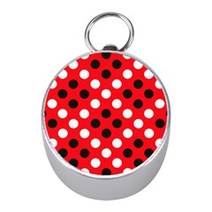 Red & Black Polka Dot Pattern Mini Silver Compasses by Nexatart