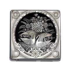 Swans Floral Pattern Vintage Memory Card Reader (square) by Nexatart